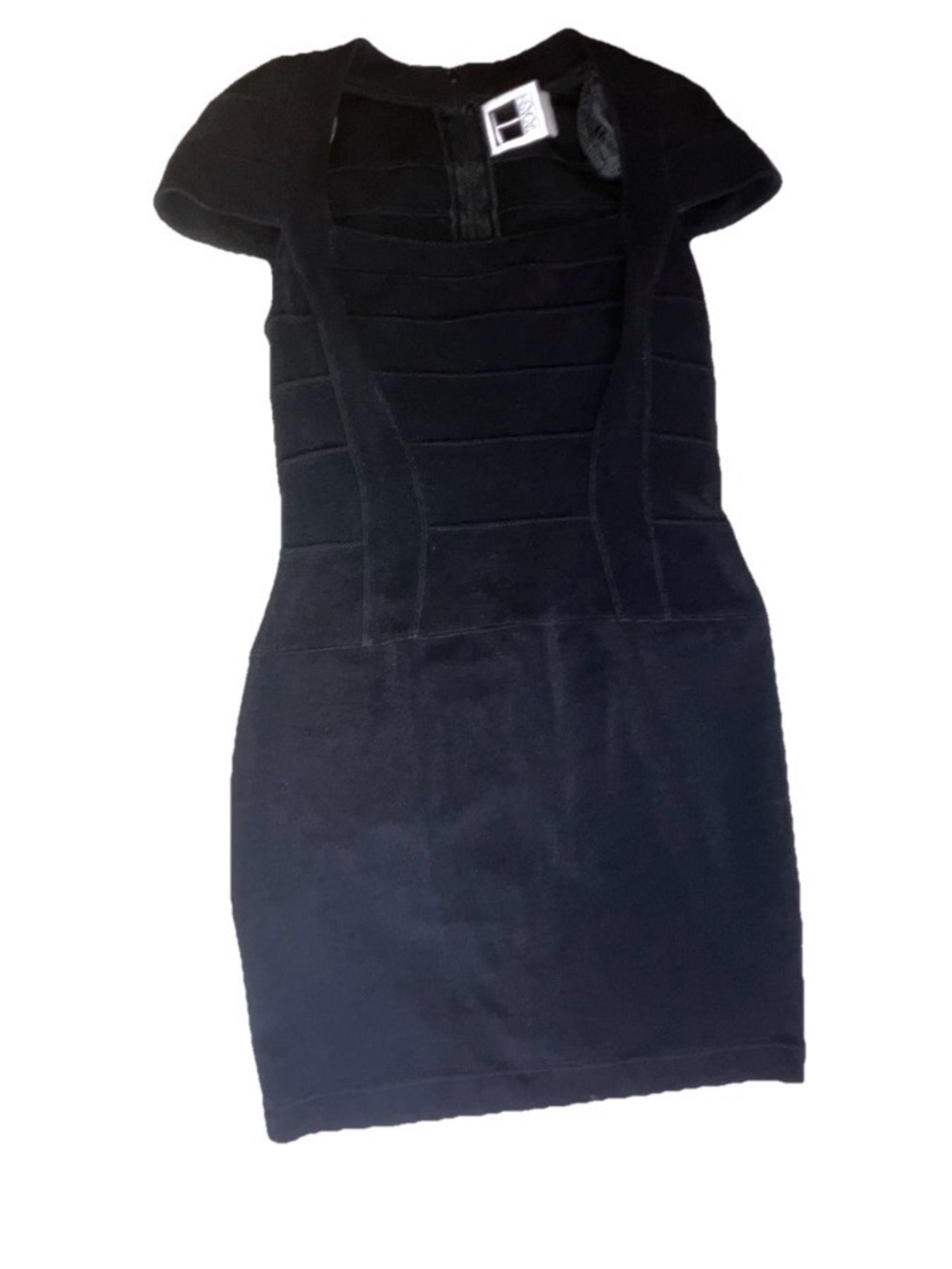 Vintage Black Midi Short Sleeve Dress by Tadashi Shoji Size XS